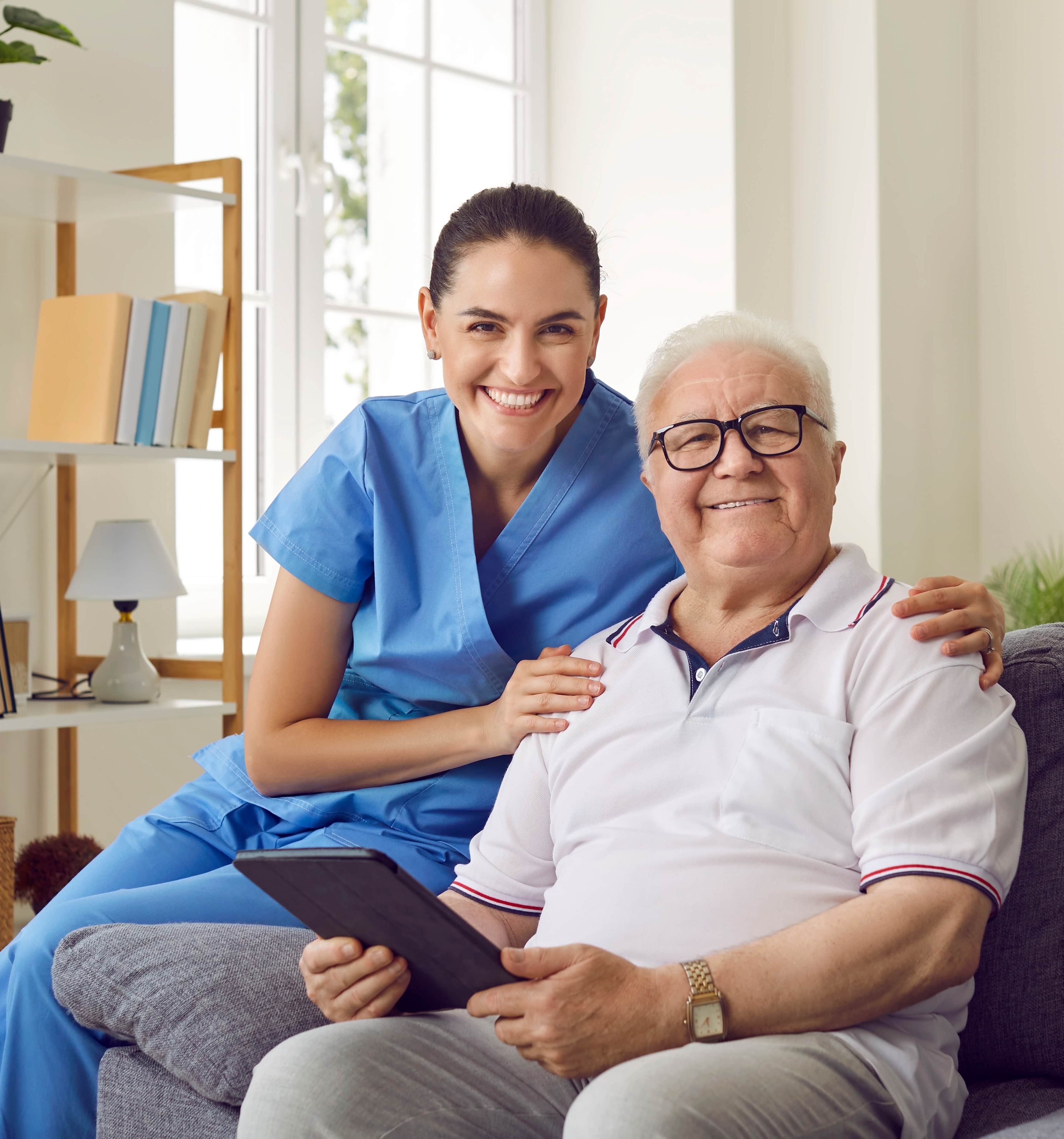 Caregiver with elderly patient